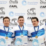 Ethan Mitchell, Eddie Dawkins and Sam Webster during the New Zealand Oceania Track Championships on November 20, 2017 in Cambridge, New Zealand. Mandatory Credit: Dianne Manson